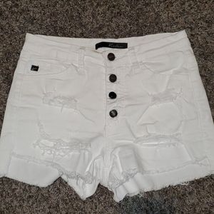 KanCan White Distressed Shorts